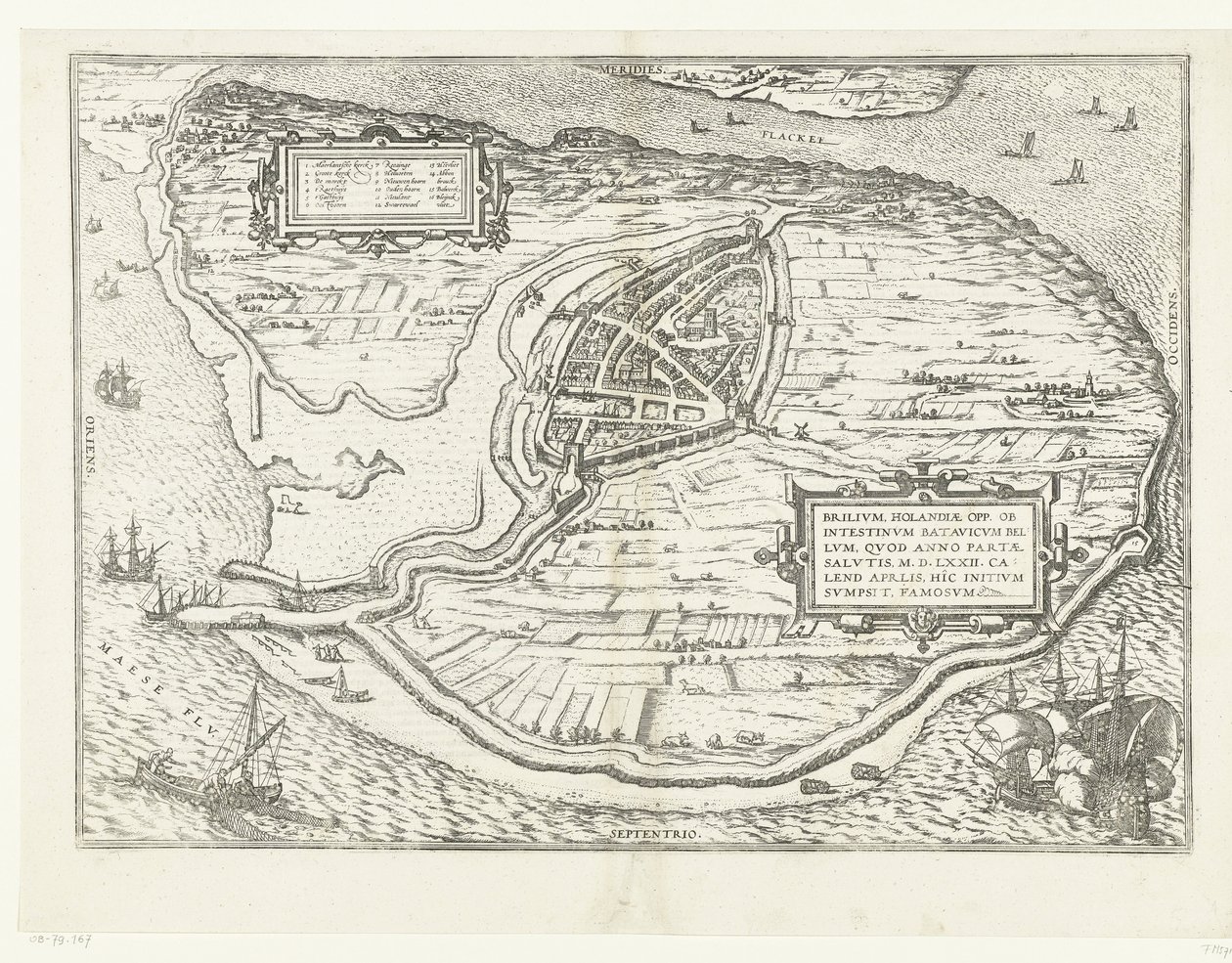 Map of the Island of Voorne and Plan of Brielle, 1572 by Frans Hogenberg