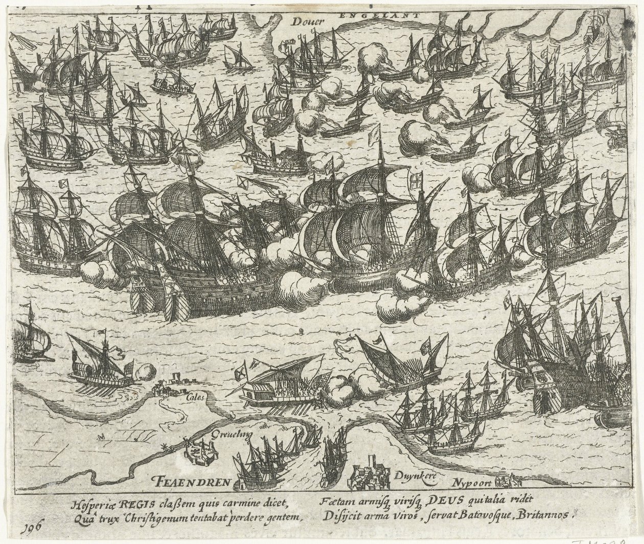 The sinking of the Spanish Armada in 1588, 1613-1615 by Frans Hogenberg