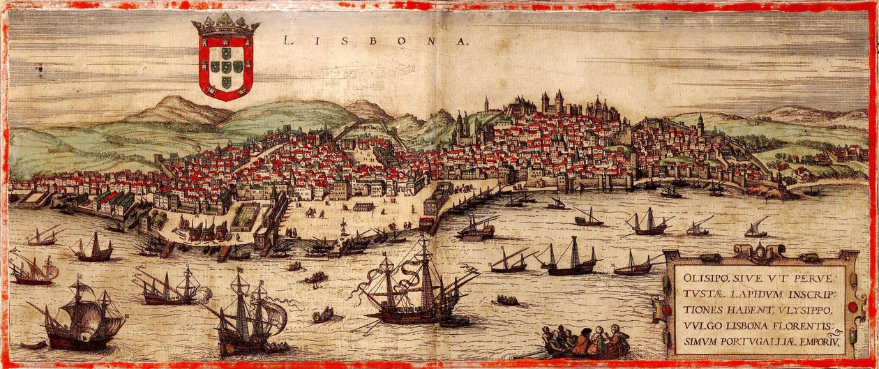 View of Lisbon and Tagus River From: Civitates Orbis Terrarum, 1572 by Frans Hogenberg