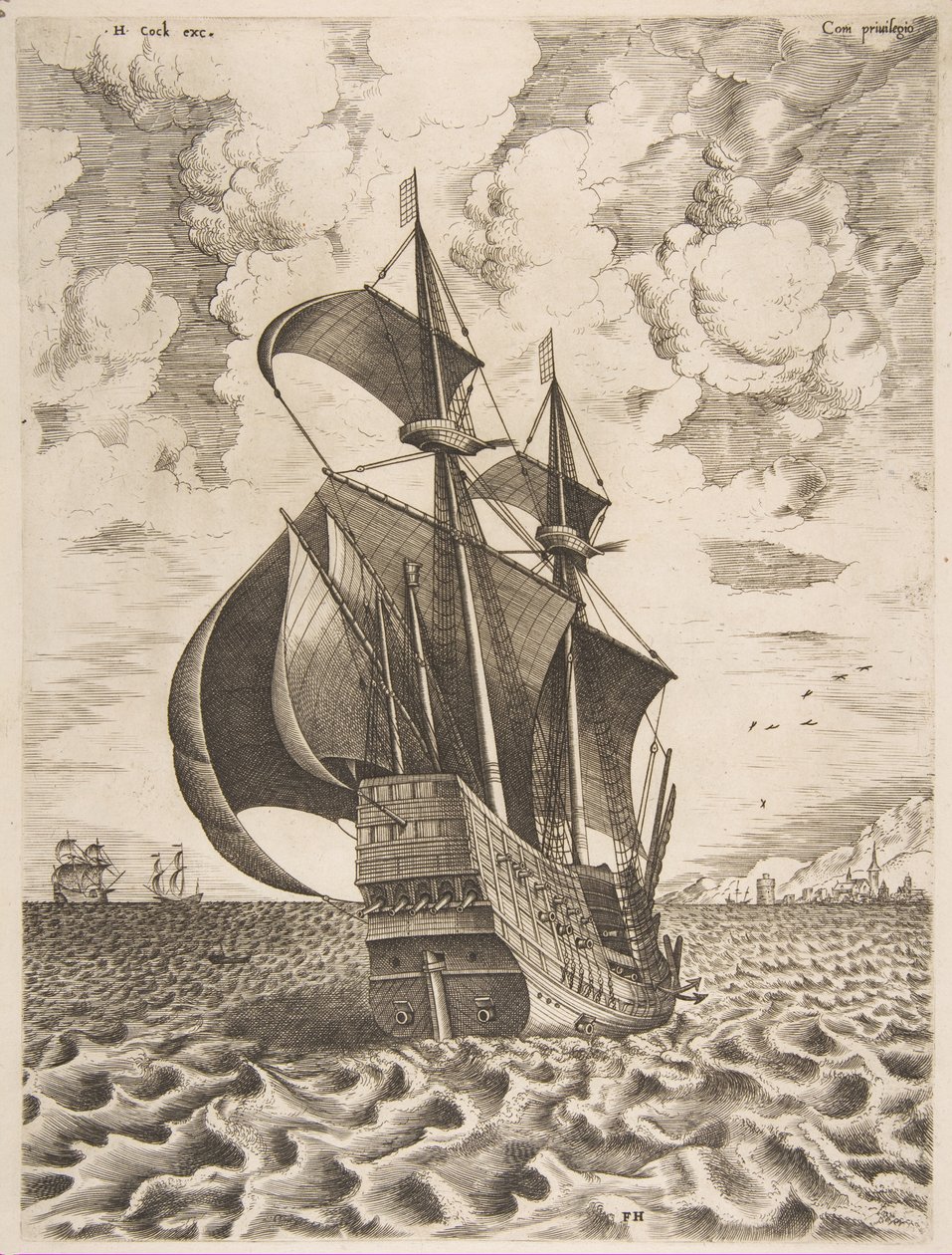 Armed Four-Master Sailing Towards a Port by Frans Huys