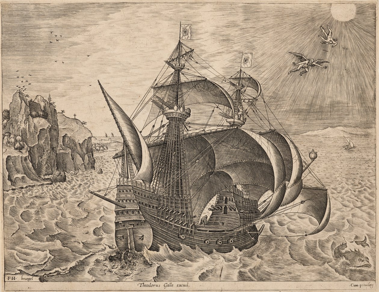 Man-of-War with the Fall of Icarus by Frans Huys