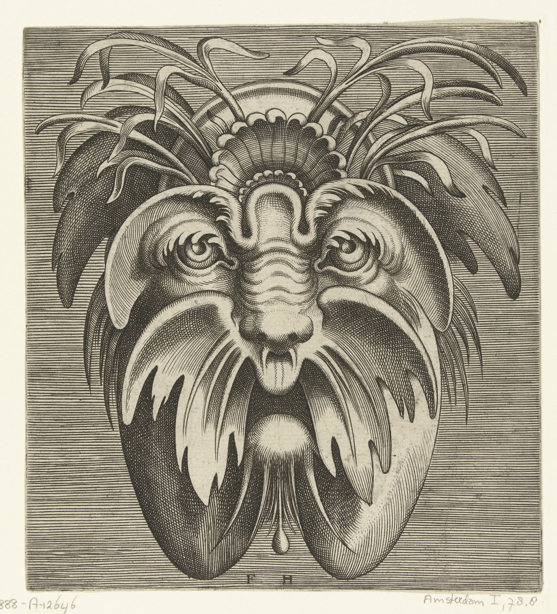 Mask with Sagging Cheeks and a Mustache, with Grasses in the Hair by Frans Huys