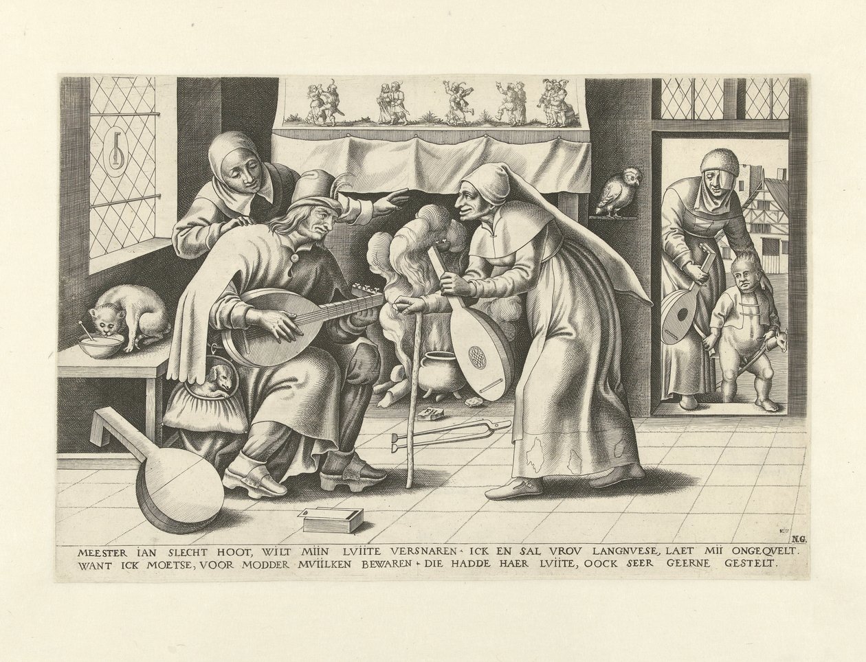 Master Jan Slechthoofd from Allegorical Scenes of Flemish Proverbs Relating to Laziness (series title) by Frans Huys