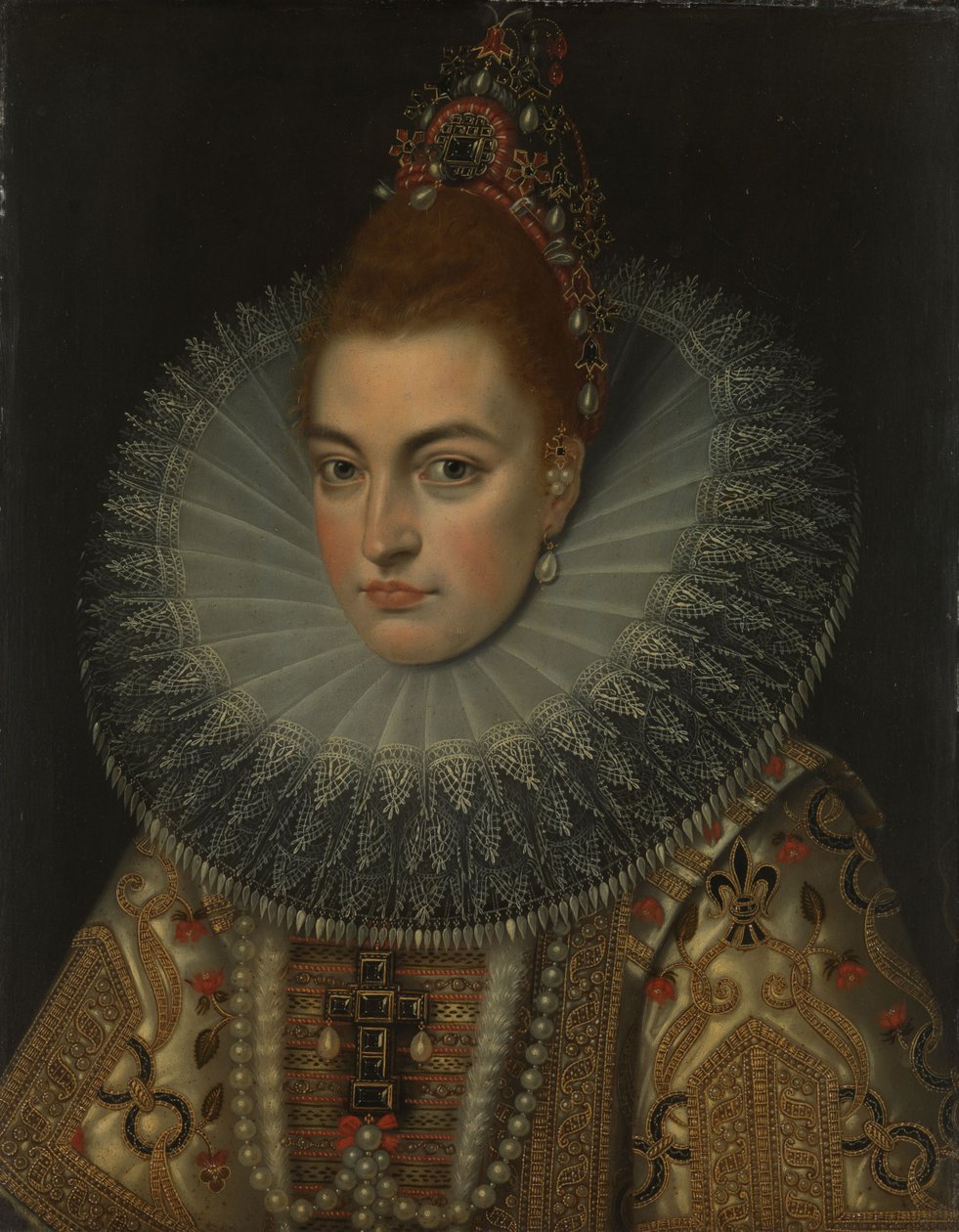 Portrait of Archduchess Isabella Clara Eugenia (1566-1633, Infanta of Spain) by Frans II (studio of) Pourbus