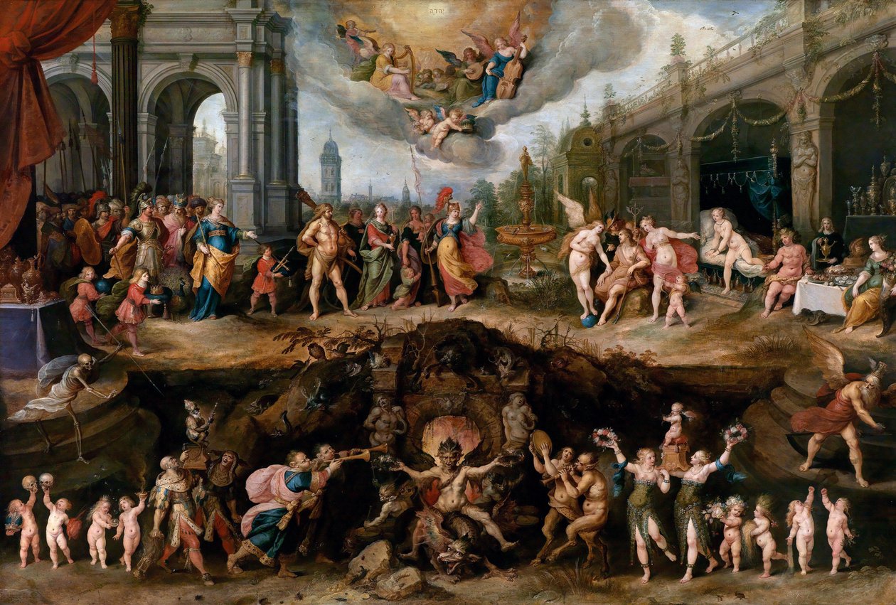 Man Having to Choose Between the Virtues and Vices by Frans II Francken
