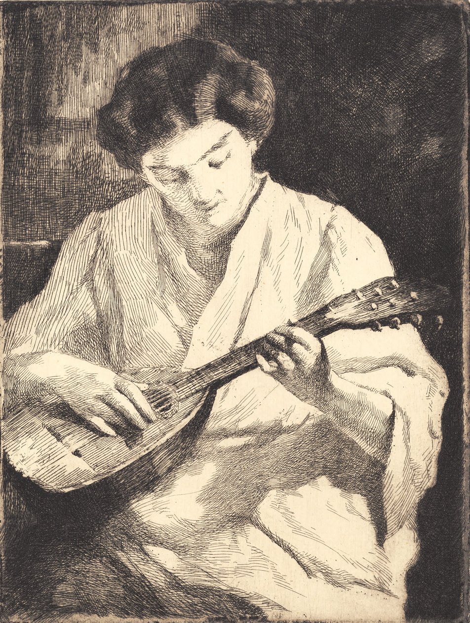 Lady Playing the Mandolin by Frans Schwartz
