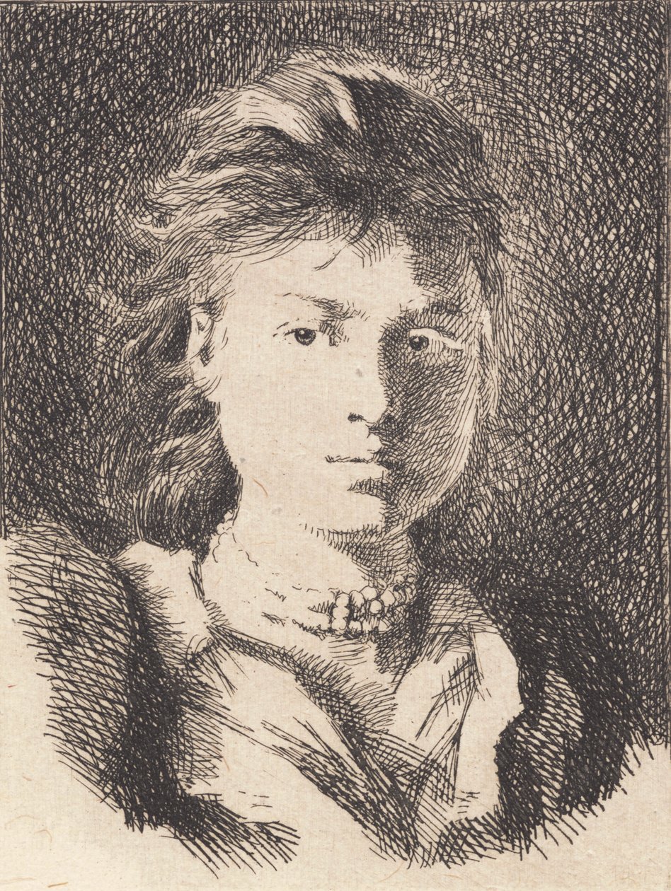 Unfinished Head of a Young Girl, Full Face by Frans Schwartz