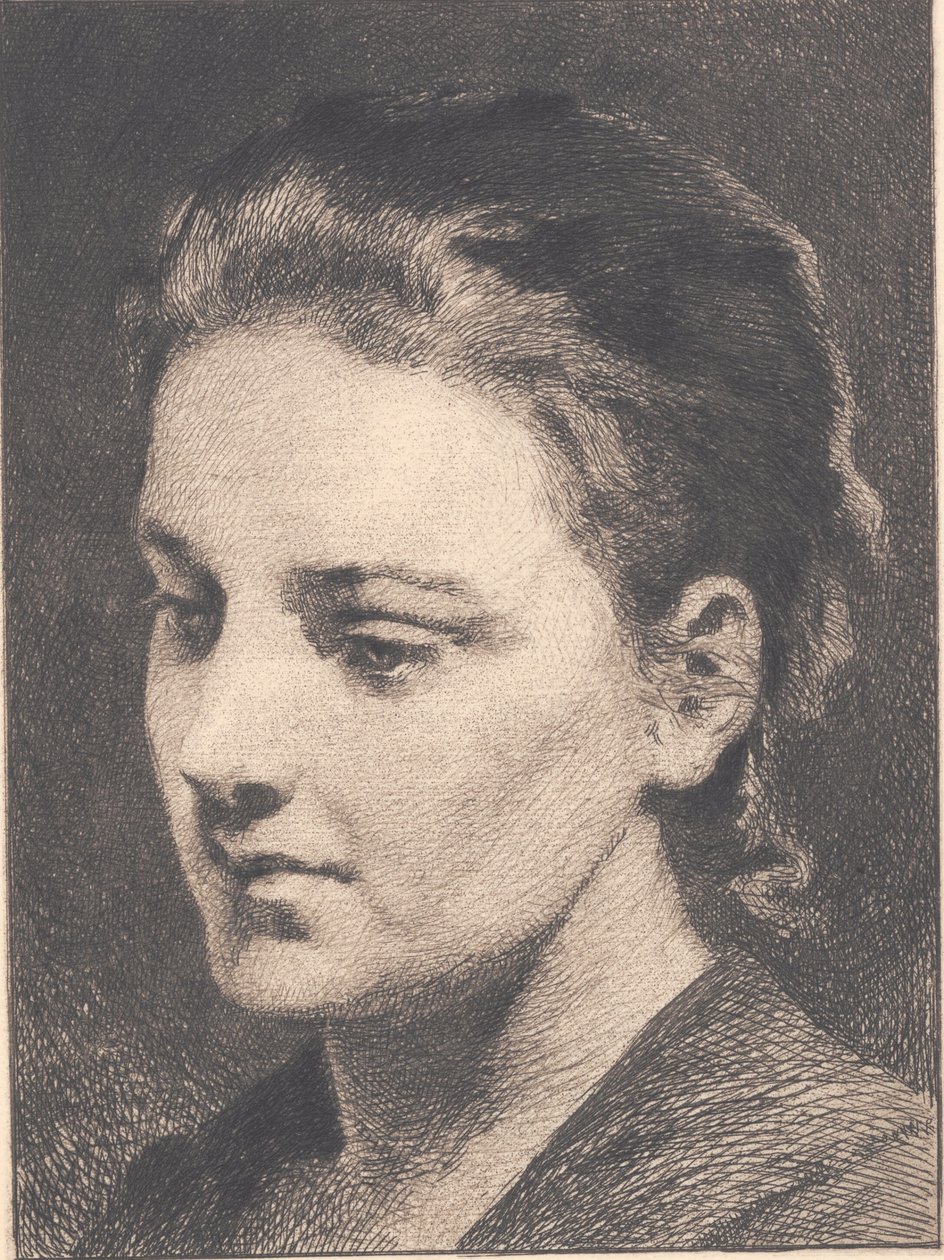 Young Girl with Hair Tied Up, Half-Profile by Frans Schwartz