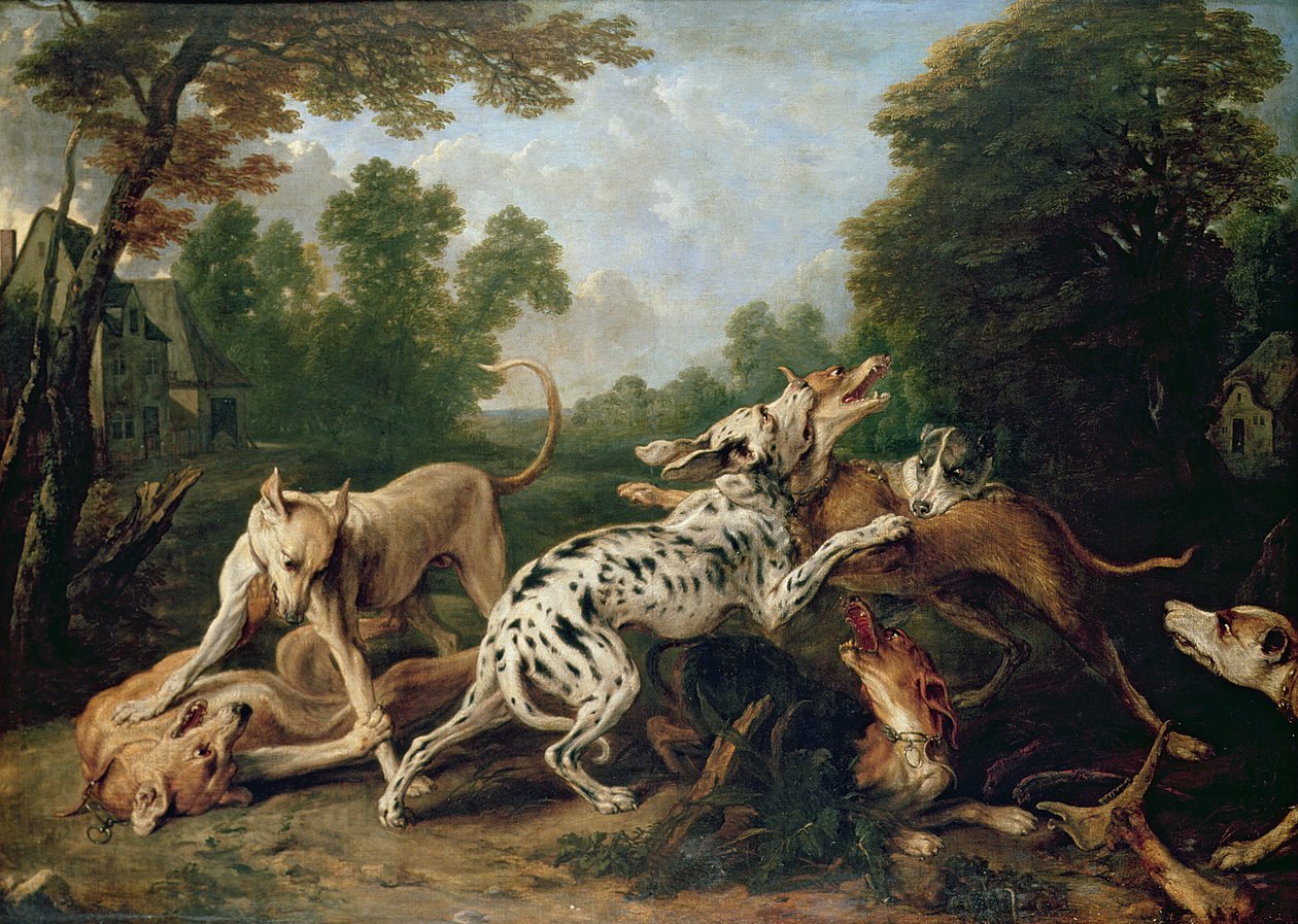 Dogs Fighting in a Wooded Clearing by Frans Snyders or Snijders