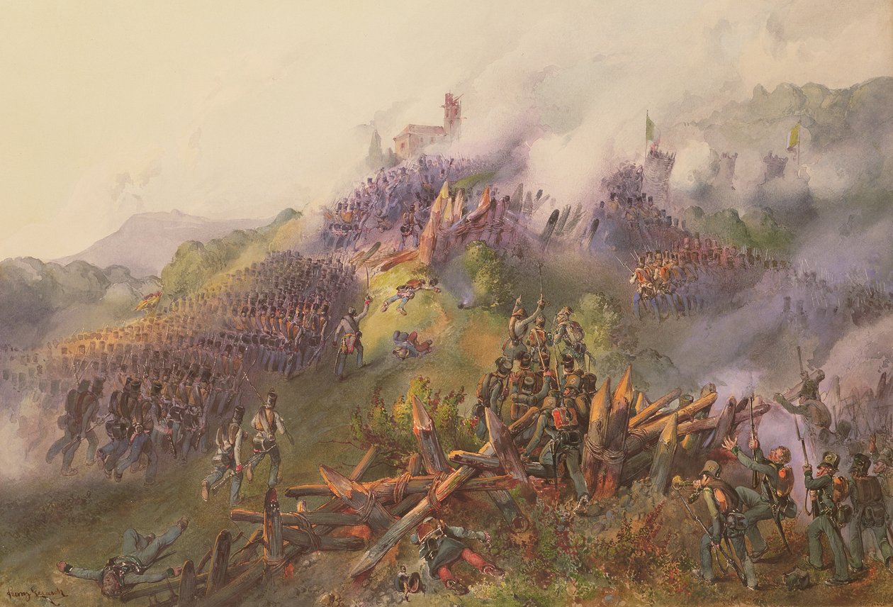 The Battle of Vicenza: the Storming of Monte Berico, June 1848 by Franz Gerusch