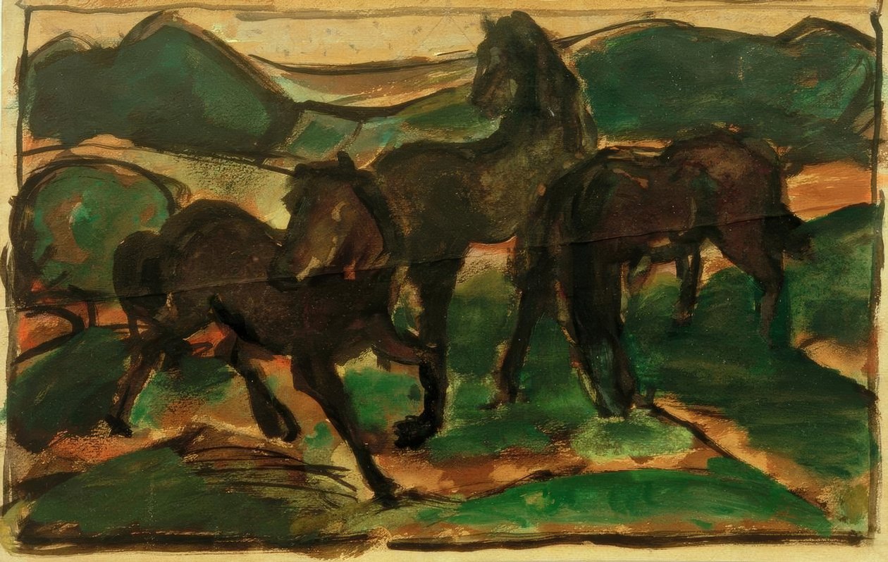 Horses in the Pasture I by Franz Marc