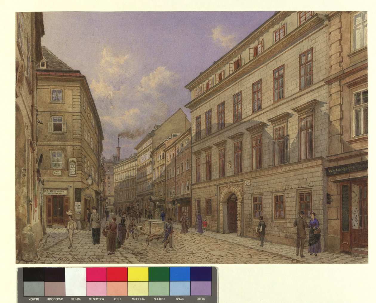 View into Riemergasse towards Singerstraße by Franz Alt
