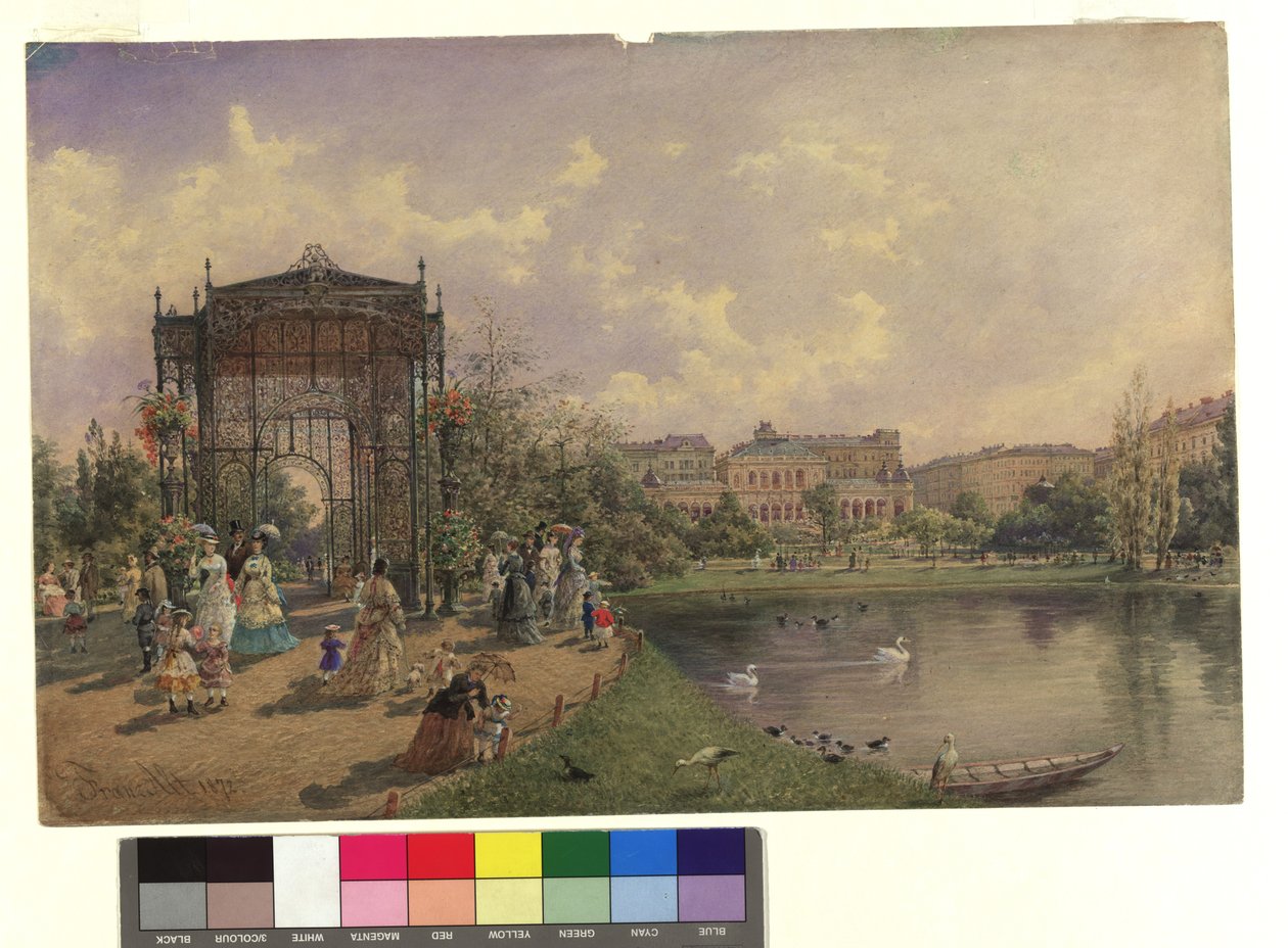 In the City Park. Detail with Iron Pavilion (left) and Kursalon (background) by Franz Alt
