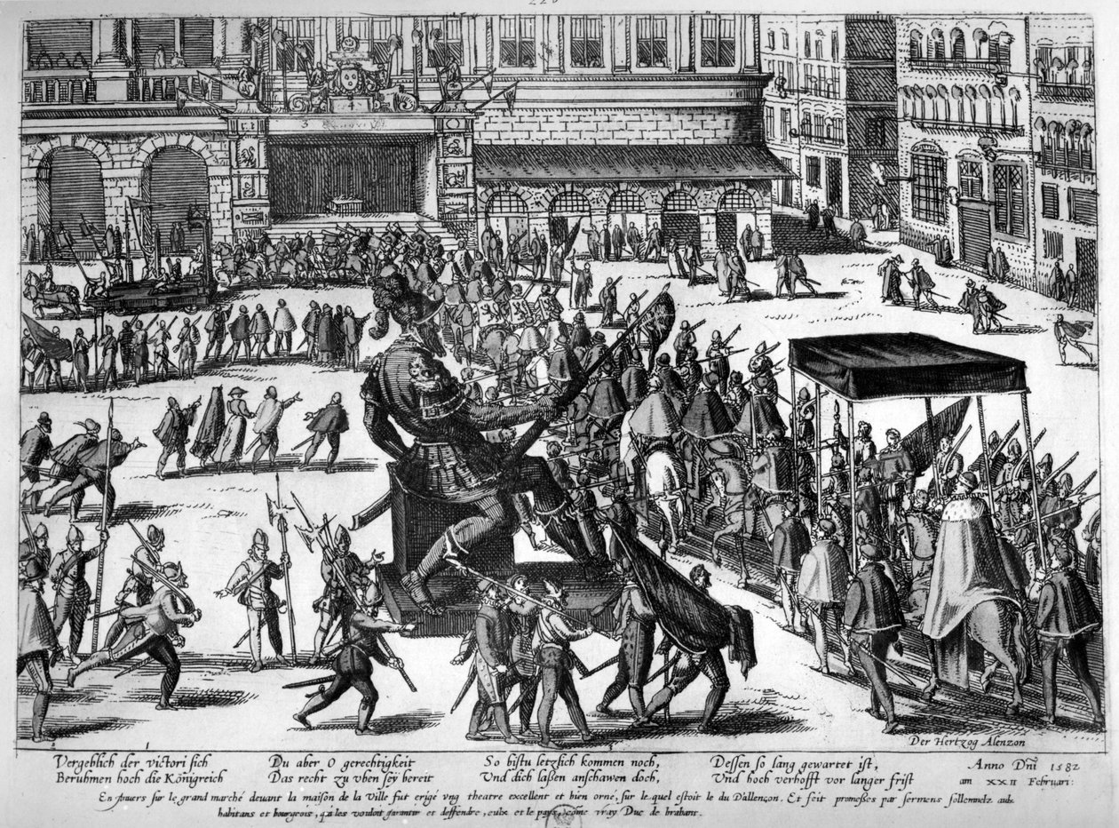 Entry of Hercule Francois of France, duke of Alencon (1554-84) in Antwerp, 19th February 1582 by Franz Hogenberg