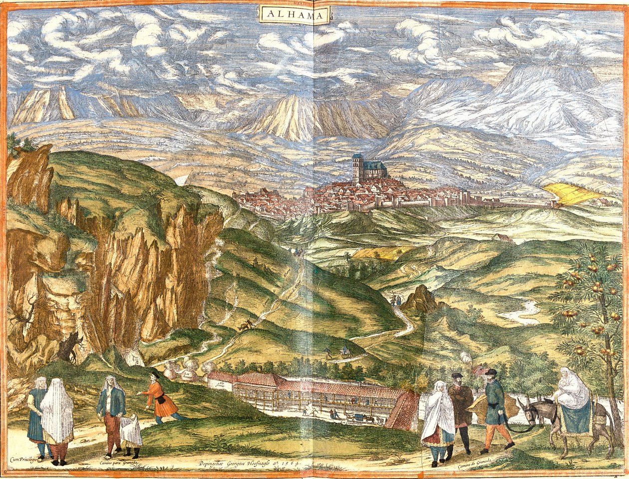 View of Alhama de Granada, Spain by Franz Hogenberg