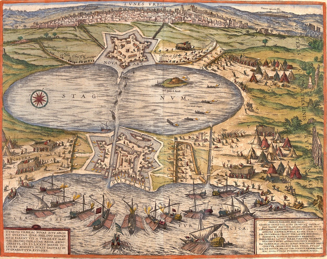 View of Tunis, Tunisia, with the Fortress of Goulette Which Controls Access to Lake Tunis and the New Fortress in Front of the City Walls by Franz Hogenberg