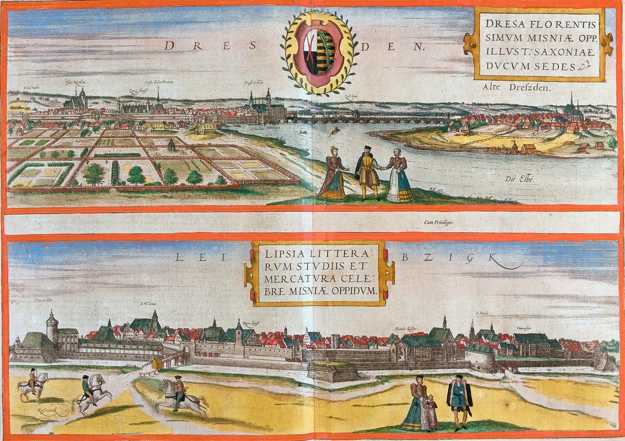 Views of Dresden and Leipzig, Germany by Franz Hogenberg