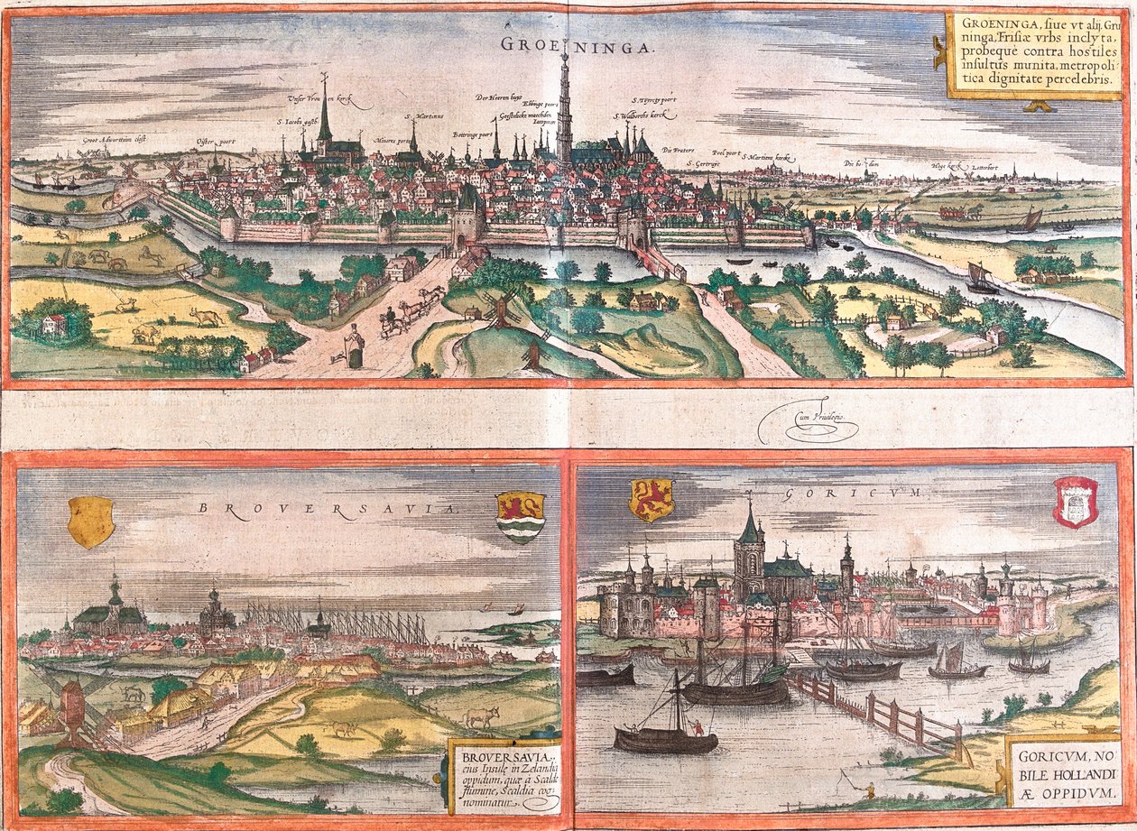 Views of Groningen, Brouwershaven and Gorinchem, in the Netherlands by Franz Hogenberg