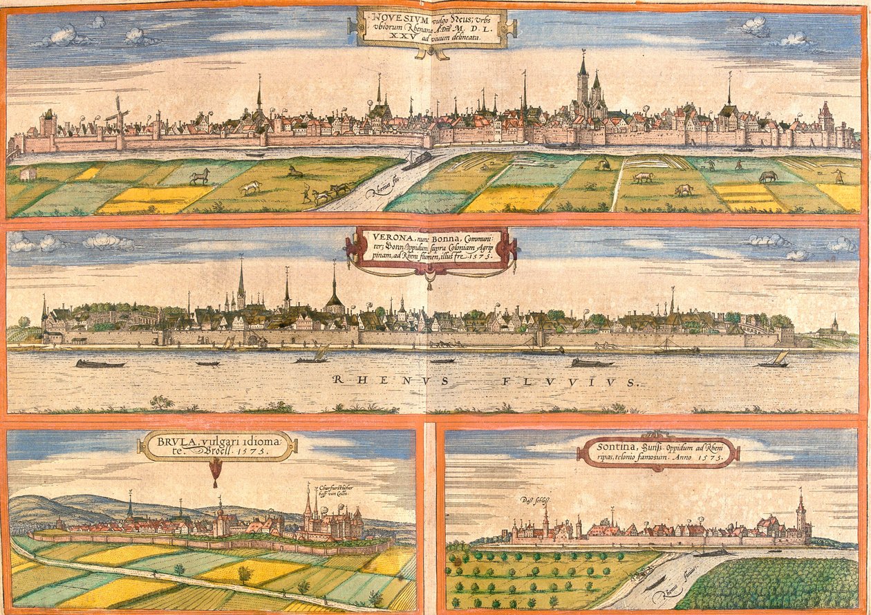 Views of Neuss, Bonn, Bruhl and Zons, Germany by Franz Hogenberg