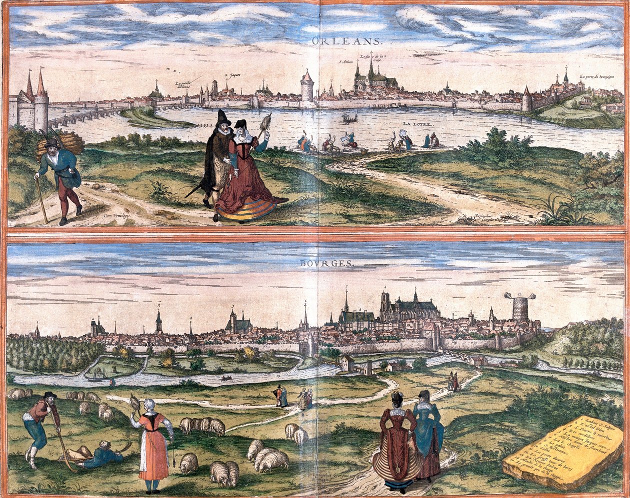 Views of Orleans and Bourges, France by Franz Hogenberg