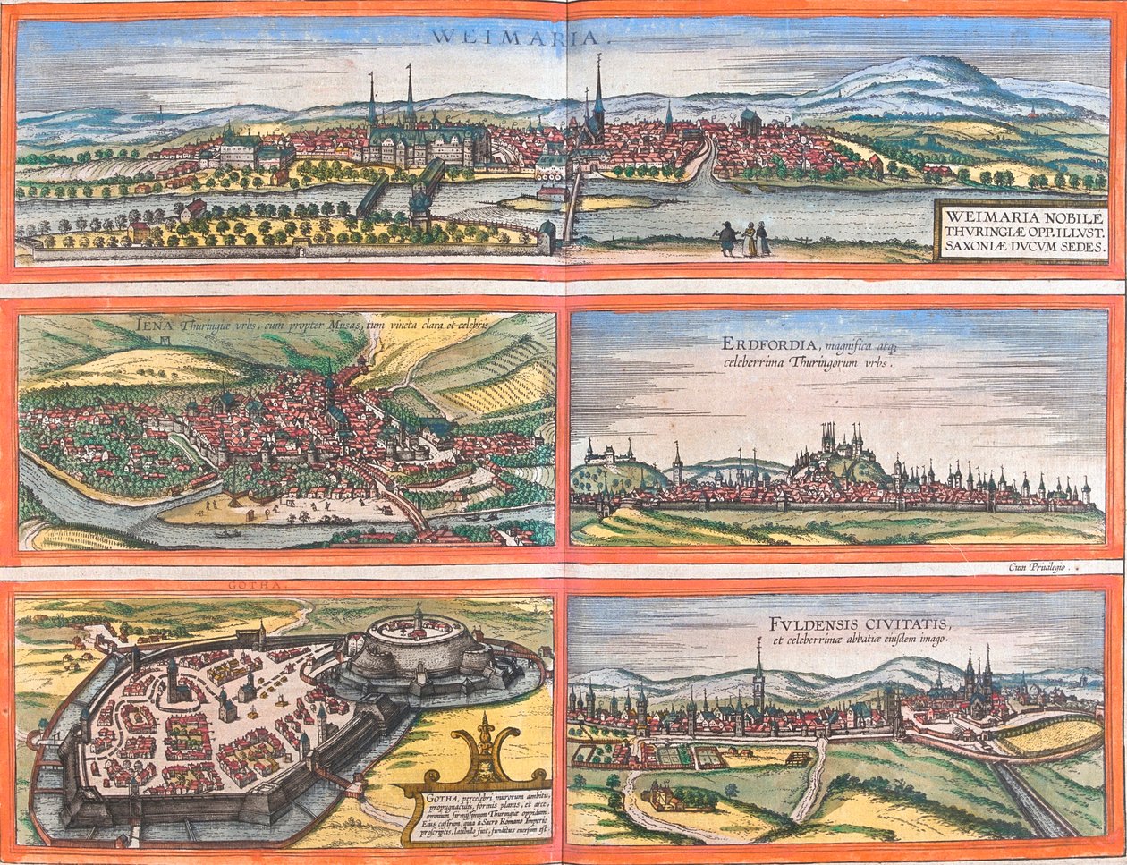 Views of Weimar, Iena, Erfurt, Gotha and Fulde, Germany by Franz Hogenberg