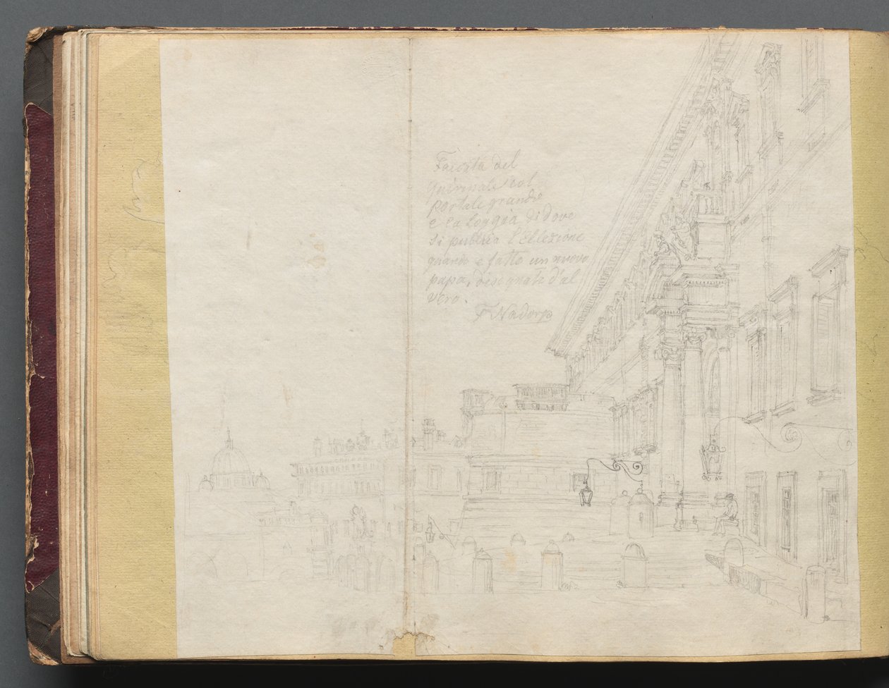 Album with Views of Rome and Surroundings, Landscape Studies, Page 15b: Roman Architectural View by Franz Johann Heinrich Nadorp