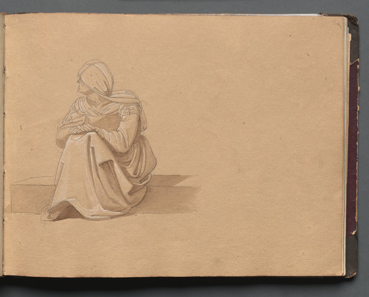 Album with Views of Rome and Surroundings, Landscape Studies, Page 19a: Seated Female Figure by Franz Johann Heinrich Nadorp