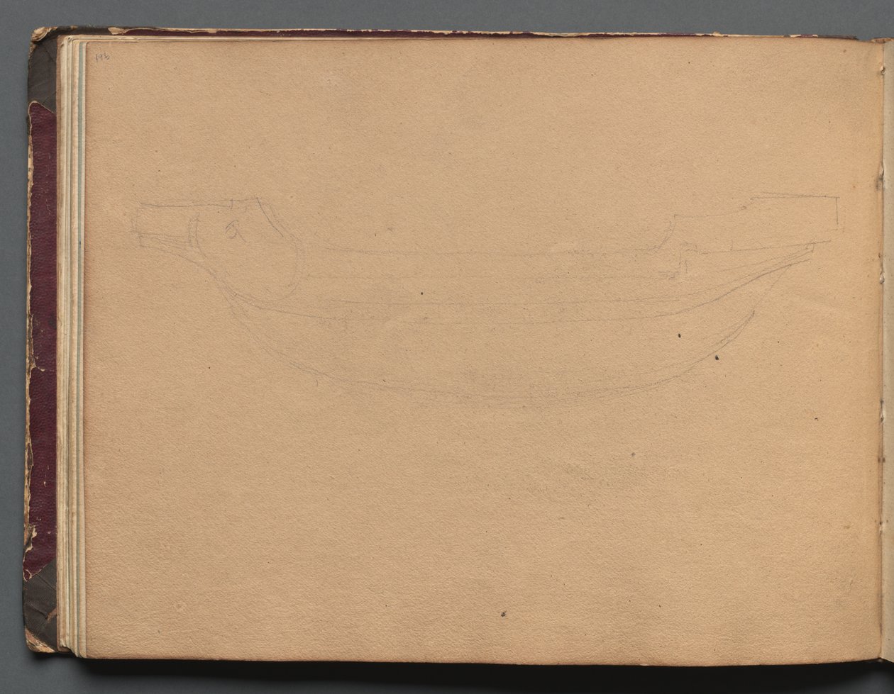Album with Views of Rome and Surroundings, Landscape Studies, page 19b: Sketch of a Boat by Franz Johann Heinrich Nadorp