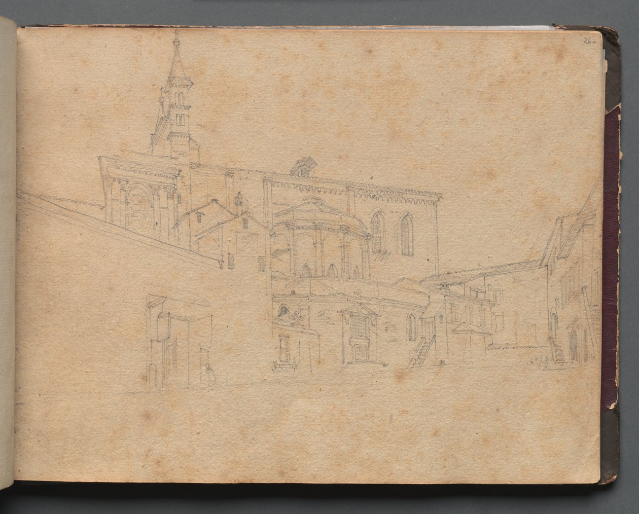 Album with Views of Rome and Surroundings, Landscape Studies, page 26a: Roman Architectural View by Franz Johann Heinrich Nadorp
