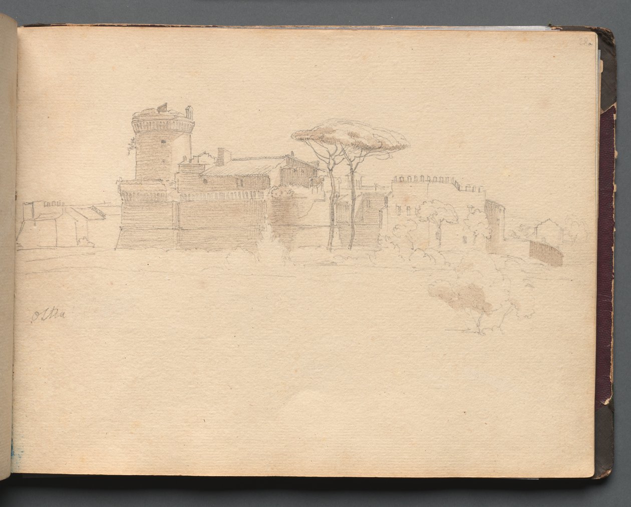 Album with Views of Rome and Surroundings, Landscape Studies, page 28a: Ostia by Franz Johann Heinrich Nadorp