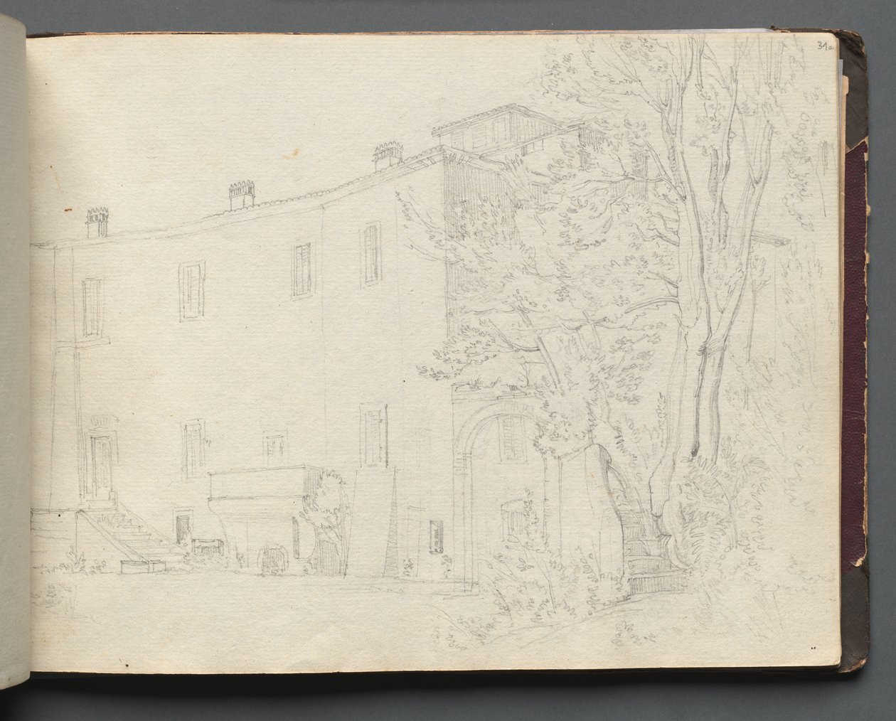 Album with Views of Rome and Surroundings, Landscape Studies, page 31a: Roman Architectural Study by Franz Johann Heinrich Nadorp