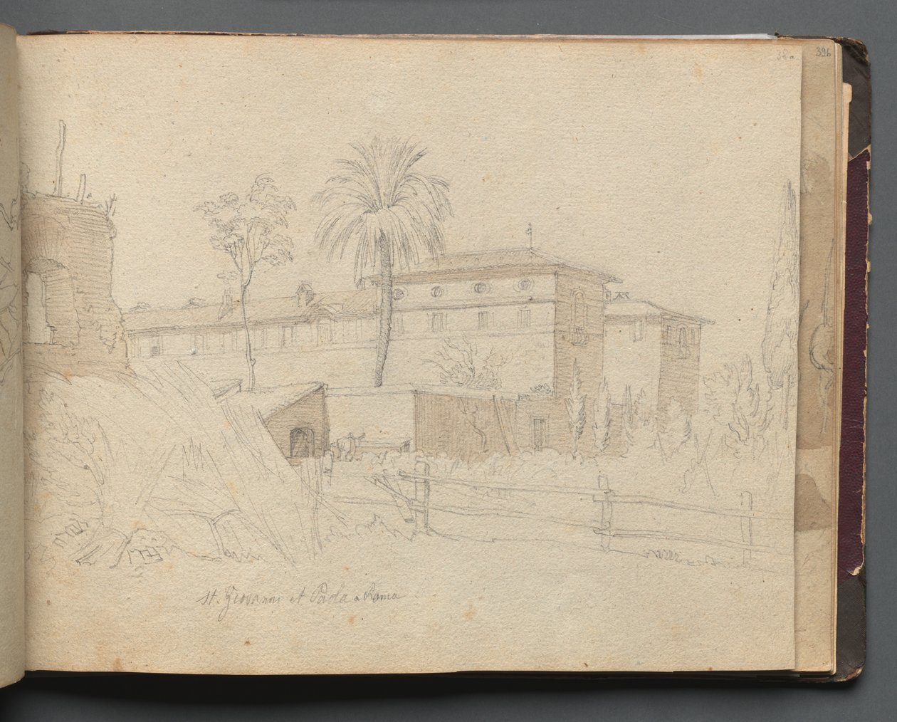 Album with Views of Rome and Surroundings, Landscape Studies, page 38a: St. Giovanni e Paolo by Franz Johann Heinrich Nadorp