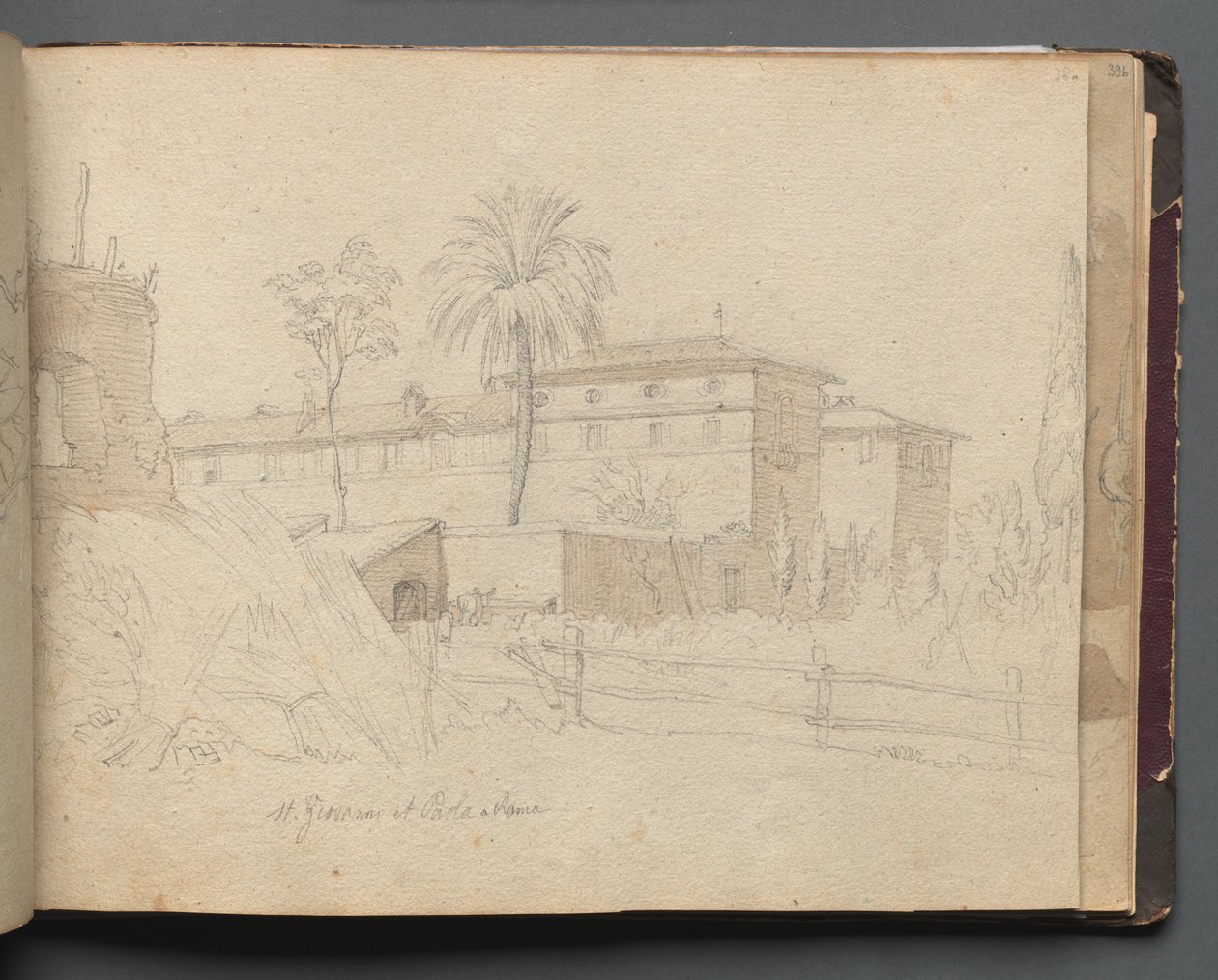 Album with Views of Rome and Surroundings, Landscape Studies, page 38a: St. Giovanni e Paolo, Rome by Franz Johann Heinrich Nadorp