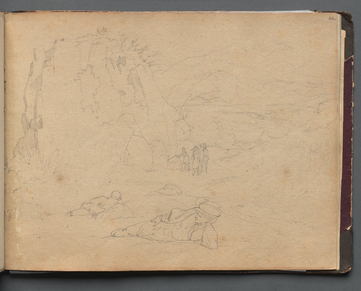 Album with Views of Rome and Surroundings, Landscape Studies, page 44a: Figures in a Landscape by Franz Johann Heinrich Nadorp
