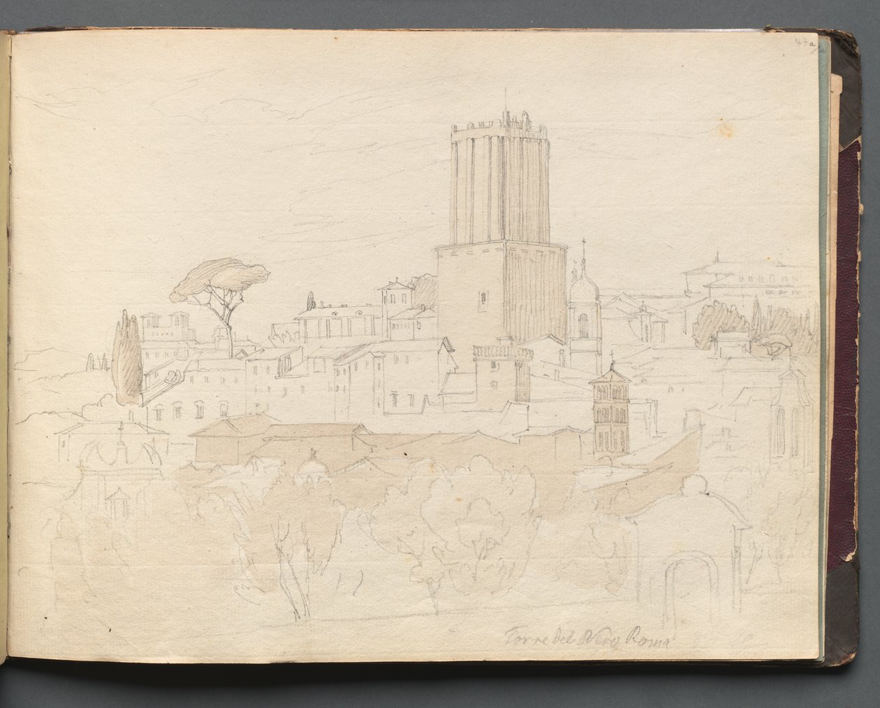 Album with Views of Rome and Surroundings, Landscape Studies, page 47a: Torre del Nero, Rome by Franz Johann Heinrich Nadorp