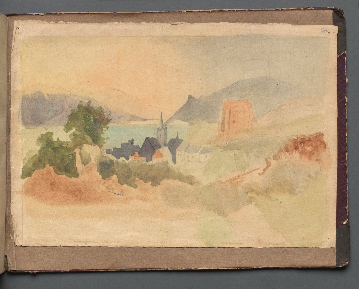 Album with Views of Rome and Surroundings, Landscape Studies, page 54a: Roman Landscape by Franz Johann Heinrich Nadorp