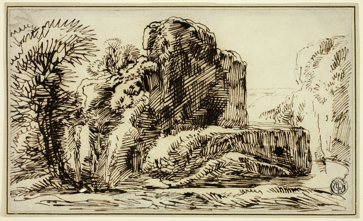 Rocks, Trees, and River by Franz Kobell