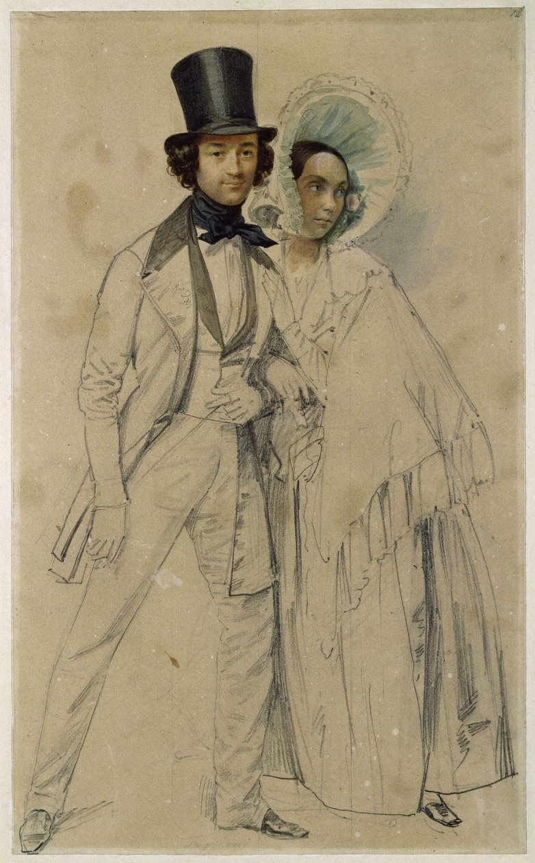 Paul and Amalie Taglioni (Study for the painting “Parade of the First Foot Guards Regiment”, 1839) by Franz Krüger