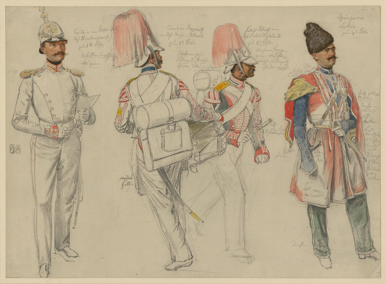 Kossacowski, Captain of the Preobrazhensky Regiment; Steppanoff, Drummer of the Emperor of Austria