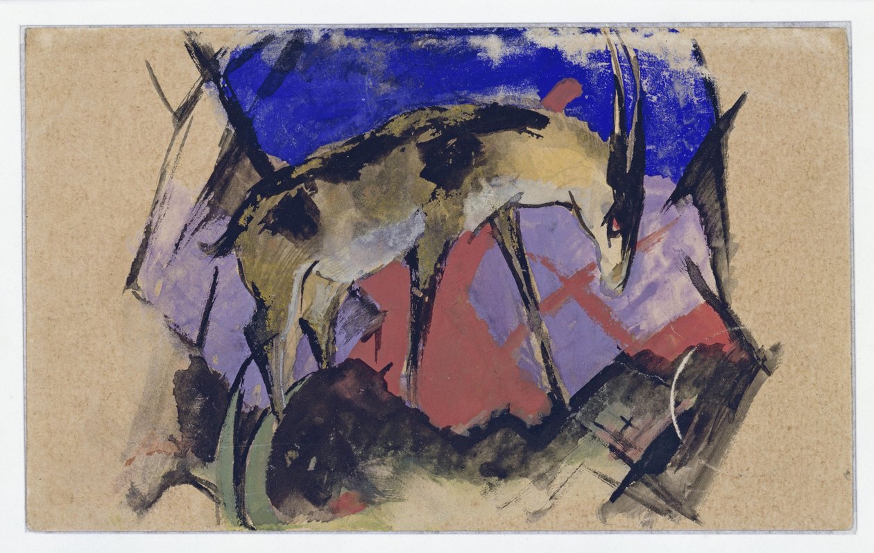 Antelope (also: Ibex) (Postcard to Else Lasker-Schüler) by Franz Marc