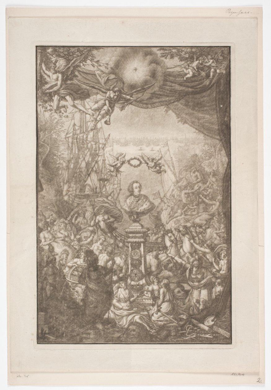 Title Page with Bust of Frederick V for the Work Auserlesene Schenecken, Muscheln by Franz Michael Regenfus