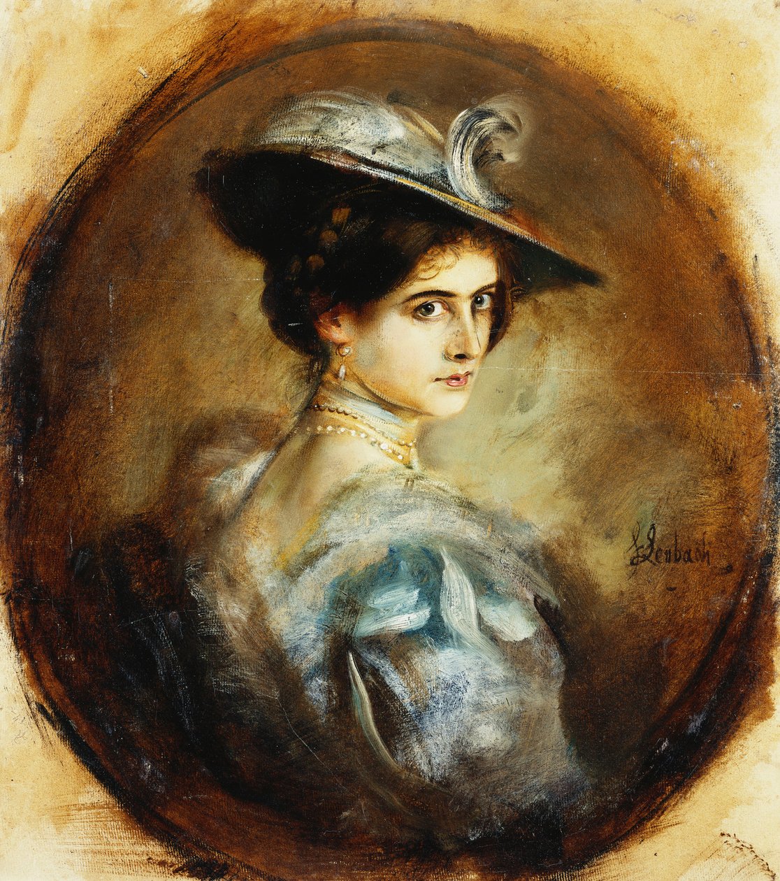 Portrait of a Lady, Head and Shoulders by Franz Seraph von Lenbach