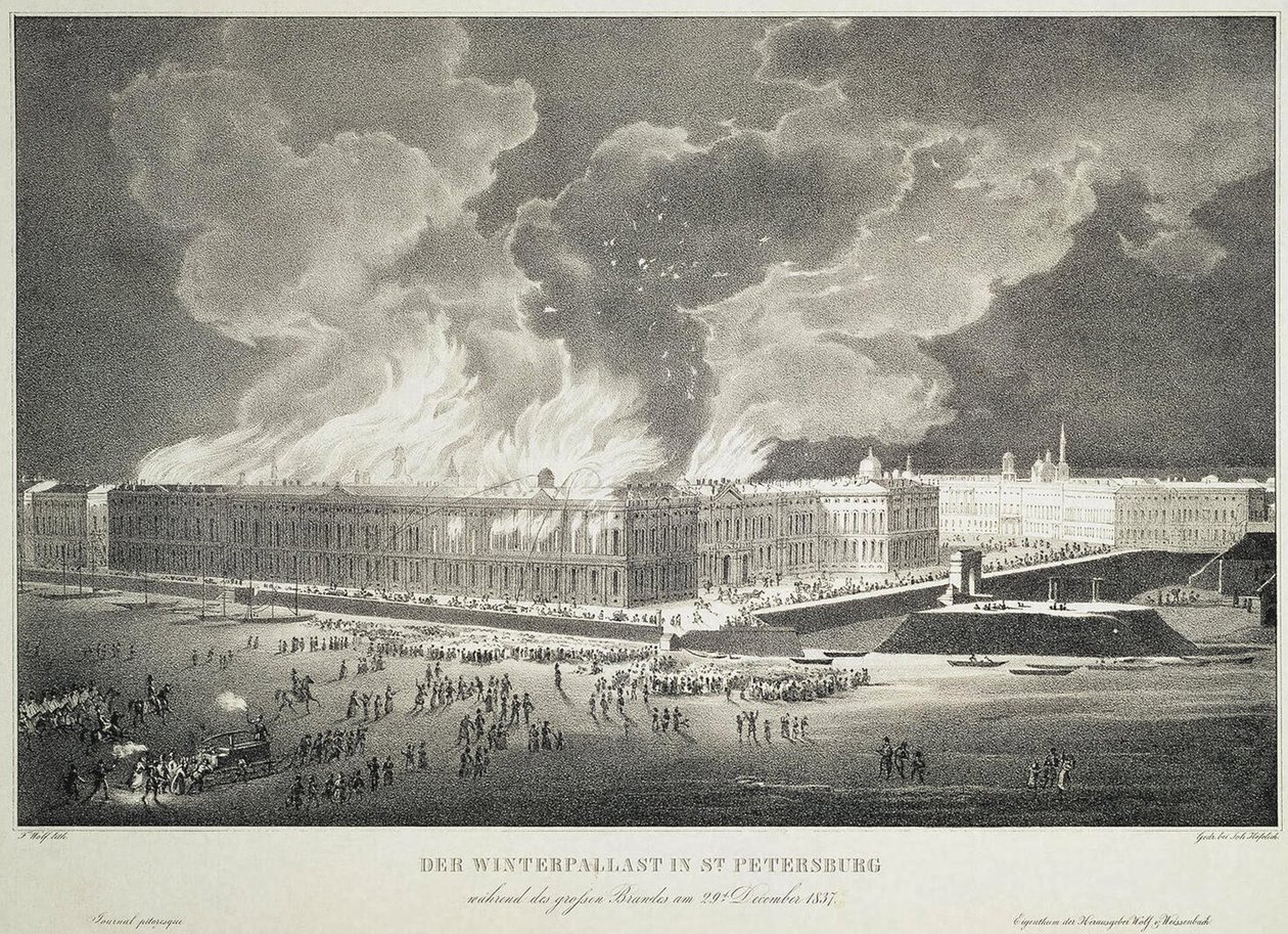 Fire in the Winter Palace on December 29, 1837 by Franz Wolf