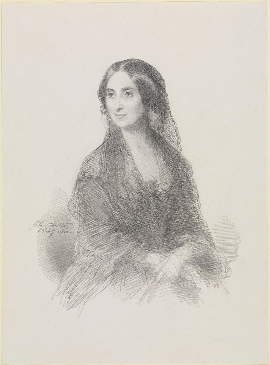 Portrait of a Lady in Spanish Costume, Seated, Half-Length by Franz Xaver Winterhalter
