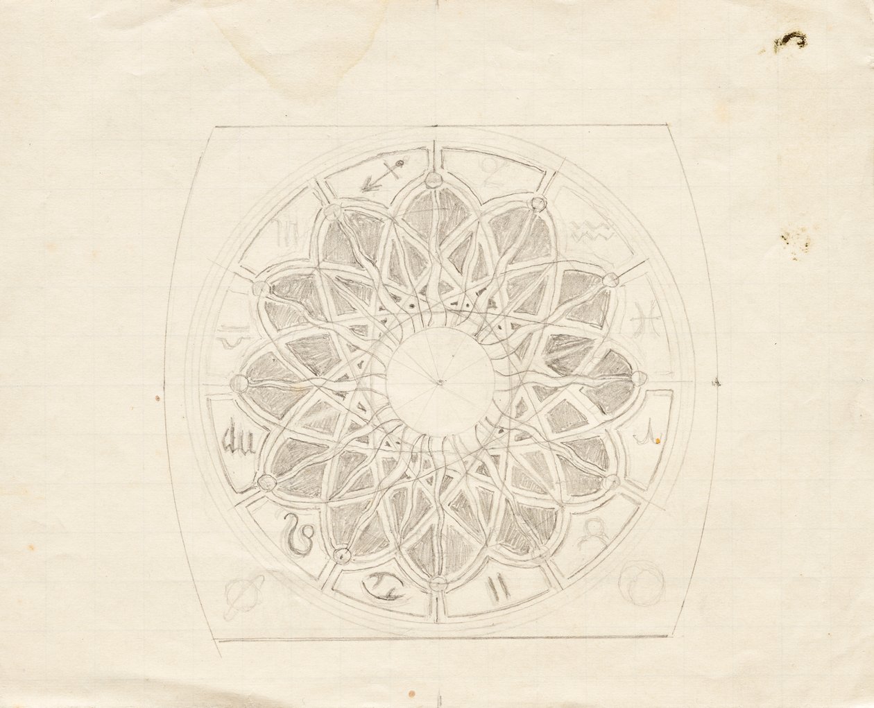 Sketch for the Dial of the Anchor Clock (?) by Franz von Matsch