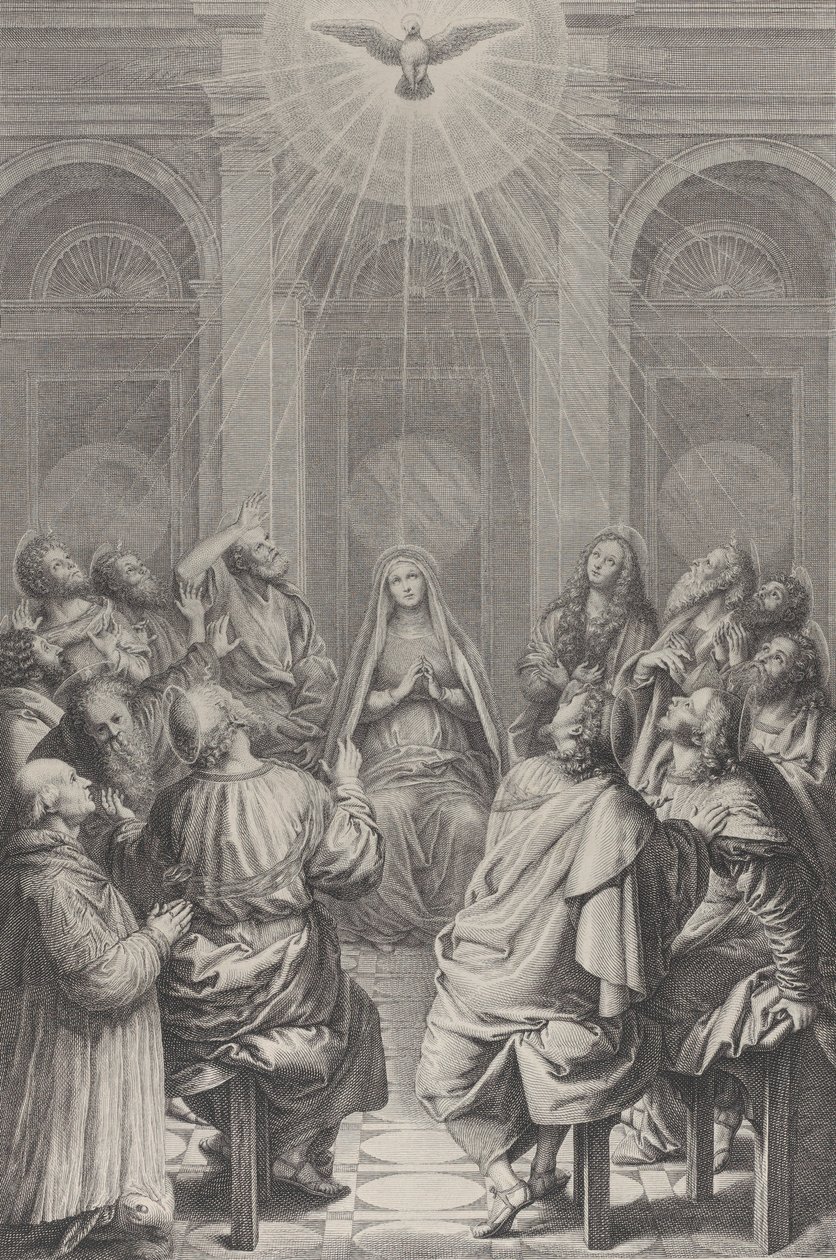 The Pentecost, with the Apostles and the Virgin Sitting in a Circle by Frédéric Horthemels