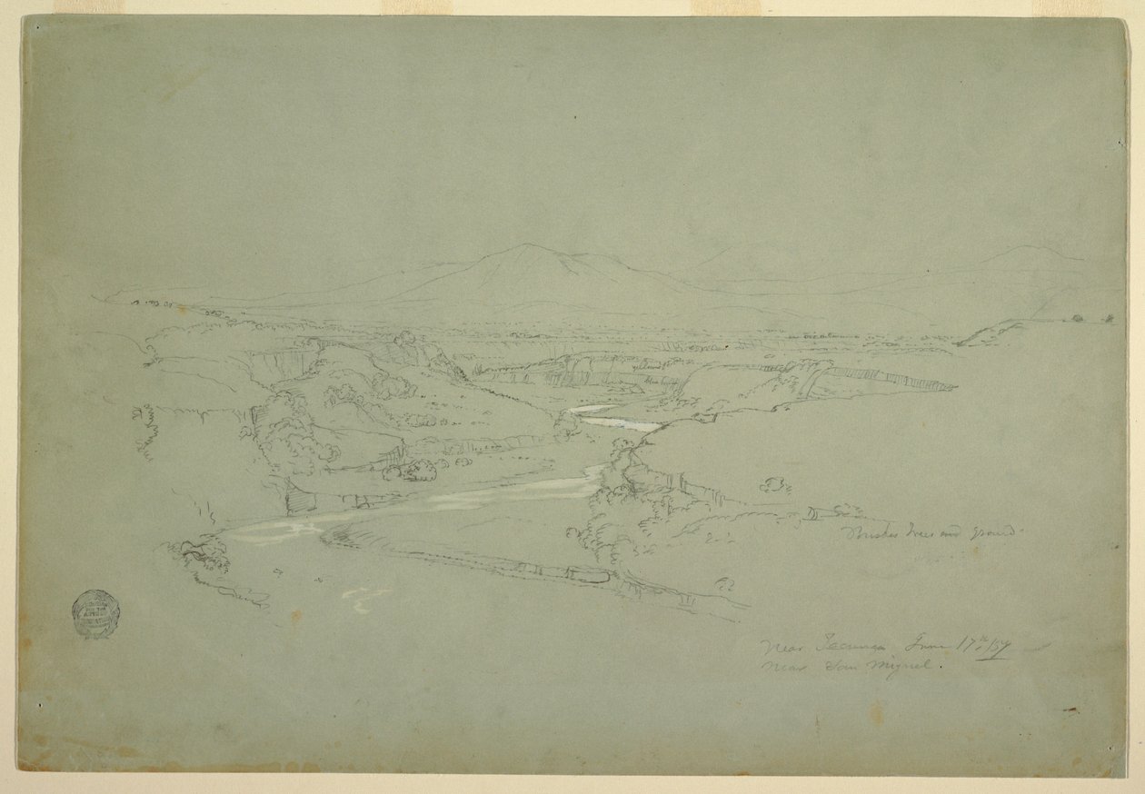 Valley with a Winding Stream Cutting through a Mountain Plateau near Tacunga and San Miguel by Frederic Edwin Church