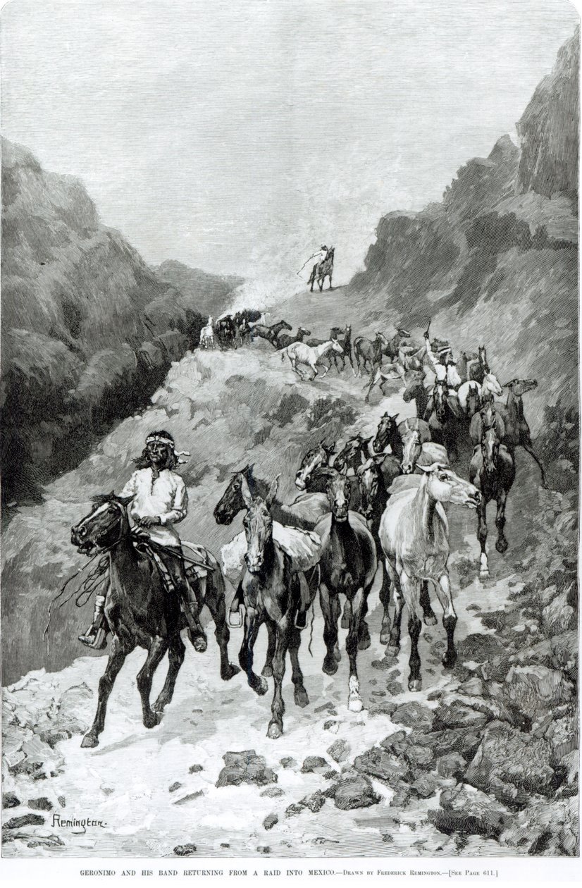 Geronimo and his Band Returning from a Raid into Mexico by Frederic Remington