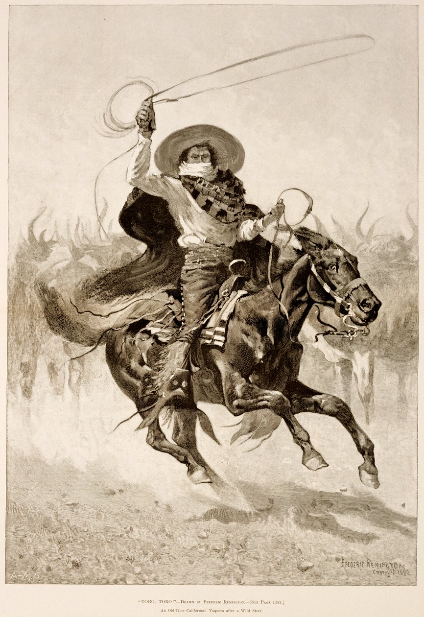 Toro, Toro!, an Old-Time Californian Vaquero After a Wild Steer by Frederic Remington
