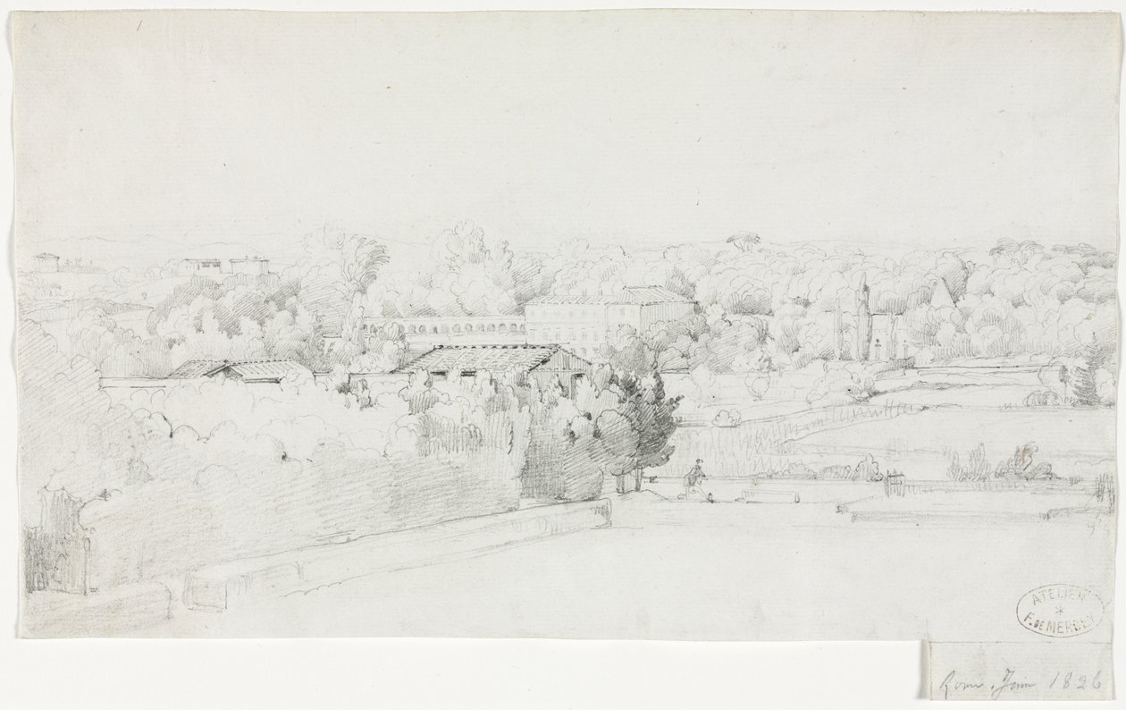 View of the Villa Borghese and its Orangerie from the Villa Medici by Frederic Bourgeois de Mercey